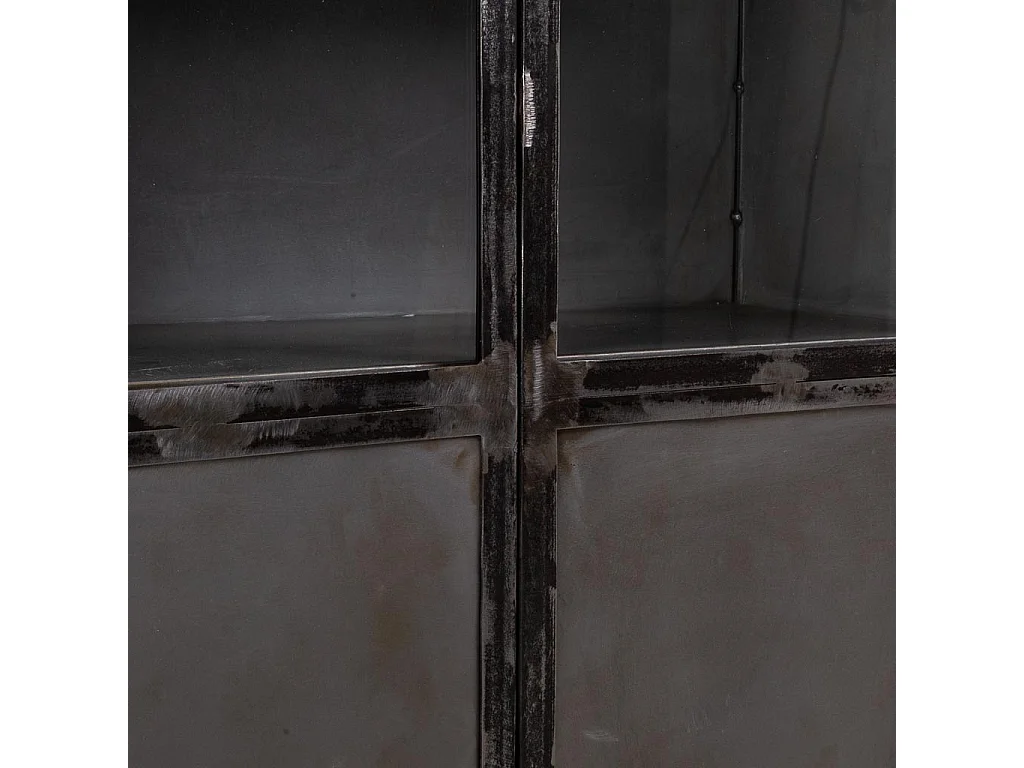 Schwarze Metallvitrine 90x40x190h cm