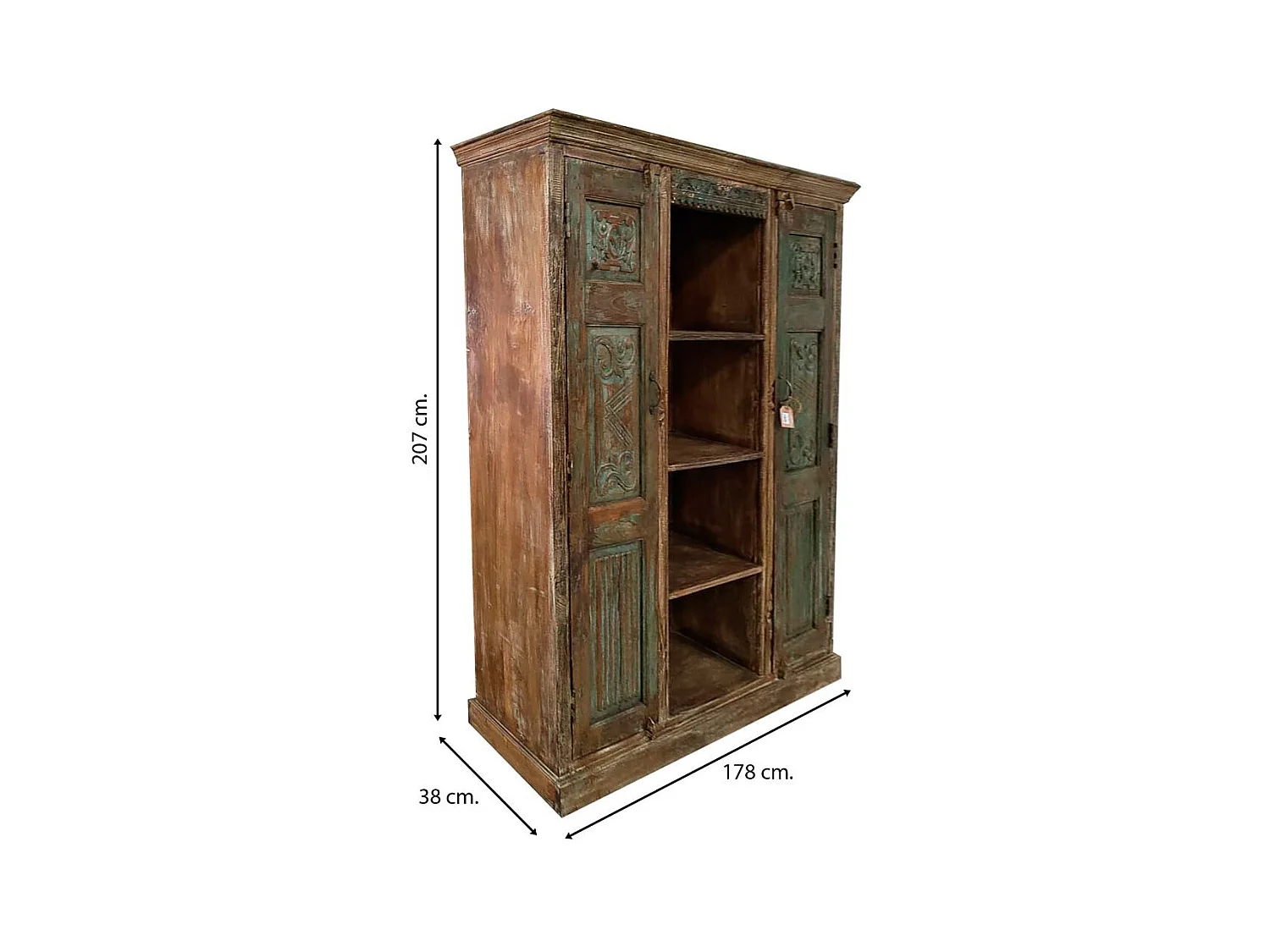 Braunes Holzregal, 178x38x207H cm