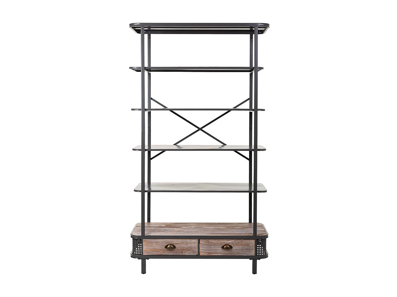 Graues Metall- und Holzregal 100x40x181h cm