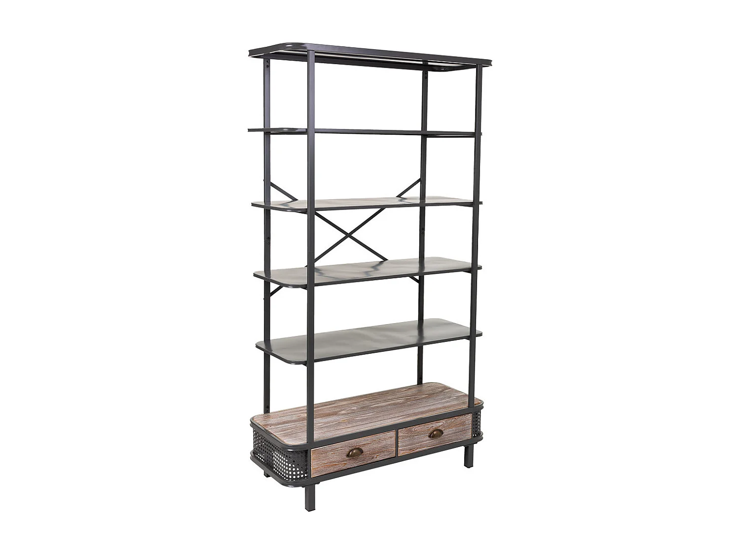 Estante metal e madeira cinza 100x40x181