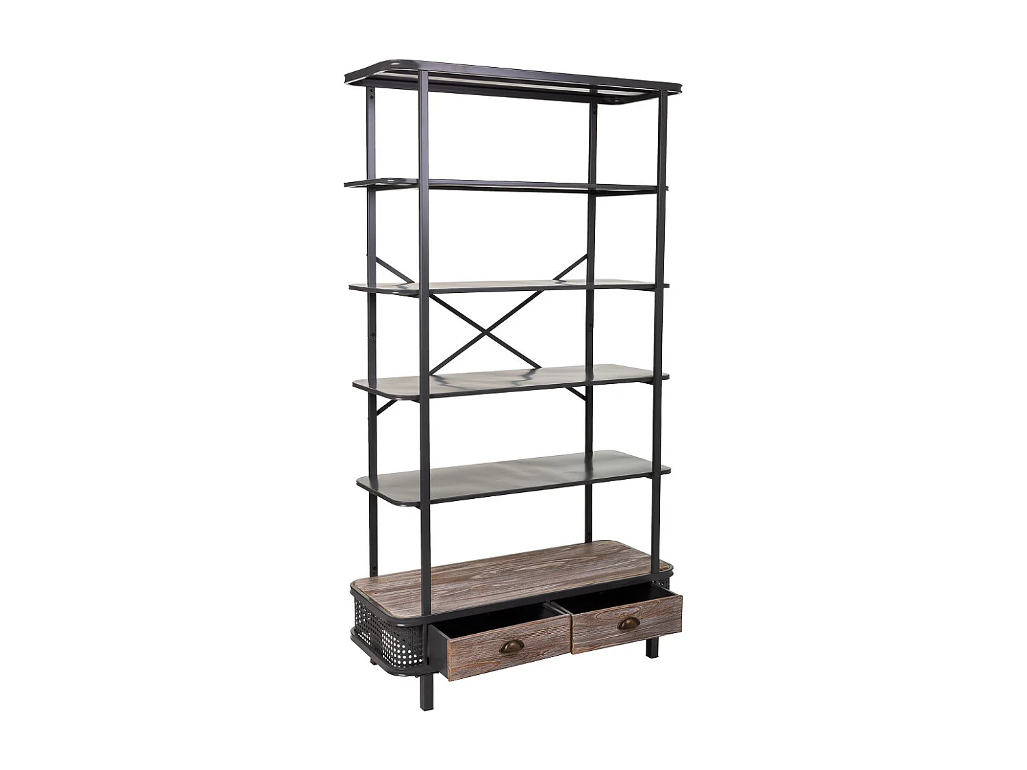 Estante metal e madeira cinza 100x40x181