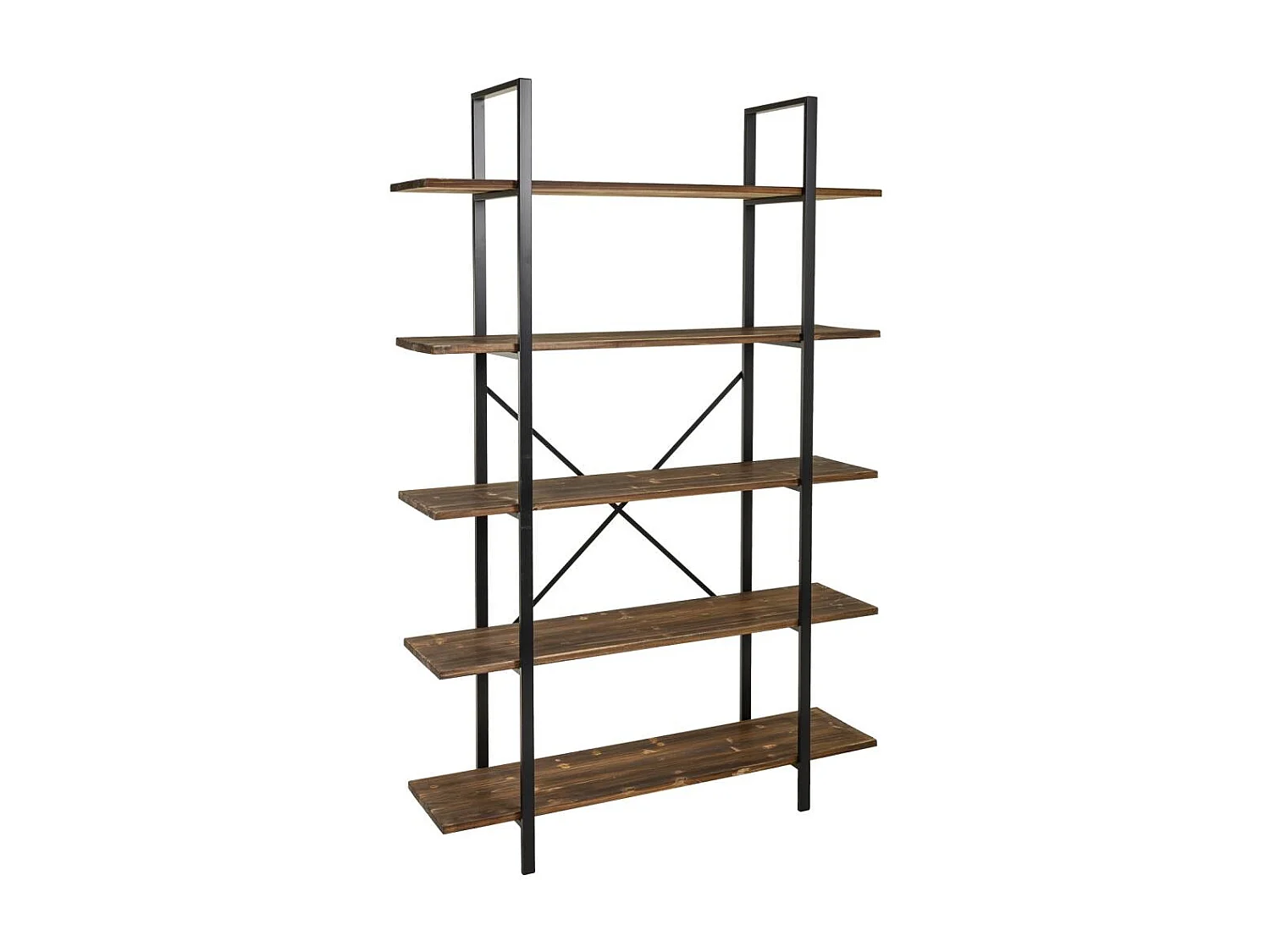 Estante de madeira marrom e metal 120x32x178