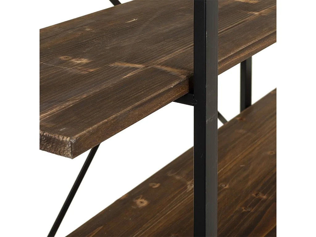 Estante de madeira marrom e metal 120x32x178