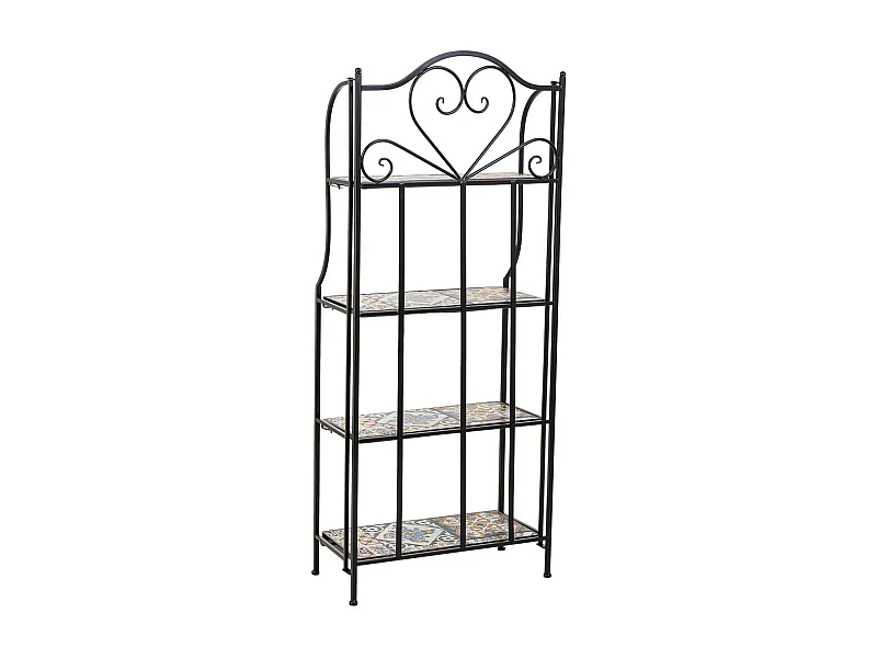 Scaffale in mosaico e ferro battuto nero 57x27x133h