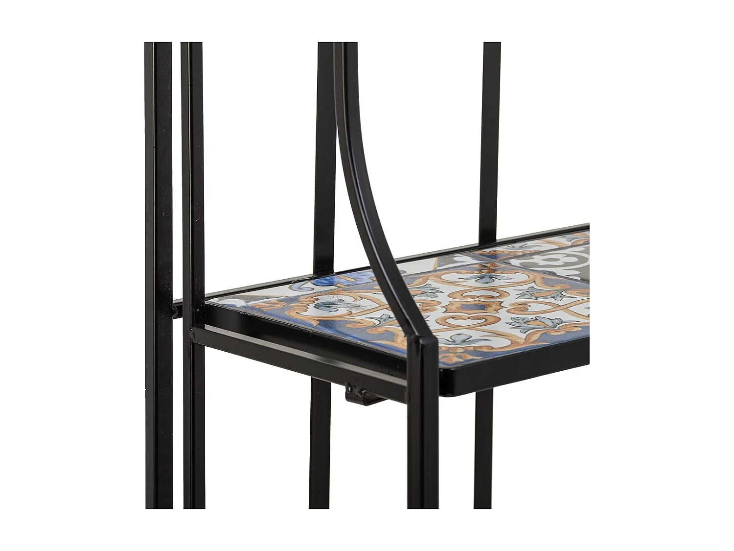 Scaffale in mosaico e ferro battuto nero 57x27x133h