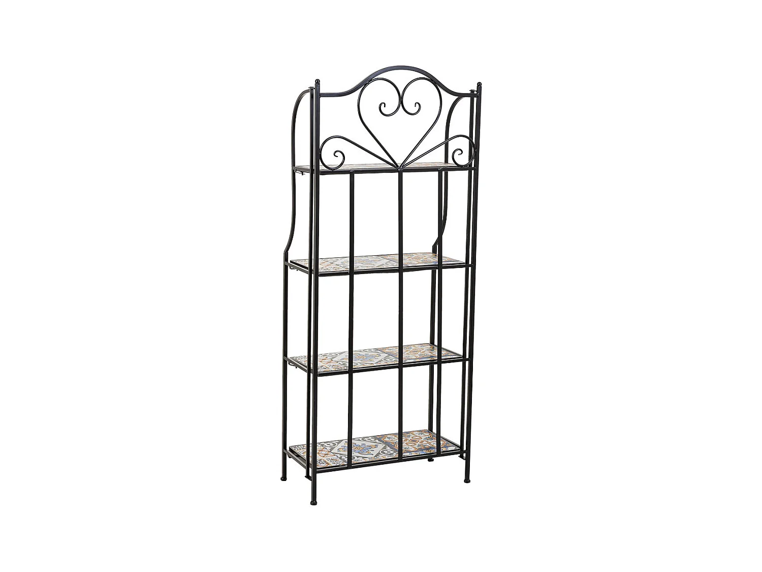 Étagère en mosaïque et fer forgé noire 57x27x133h