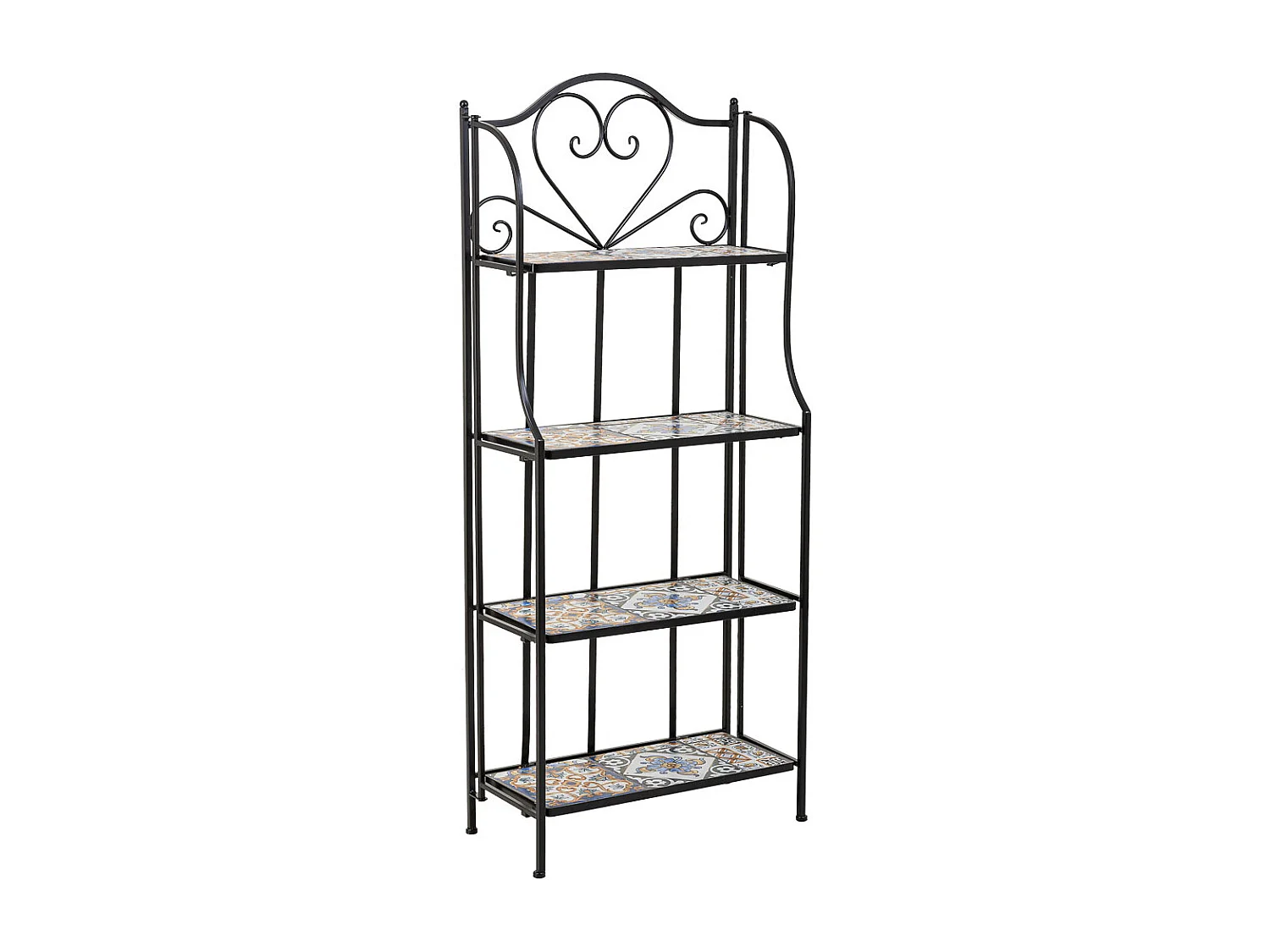 Étagère en mosaïque et fer forgé noire 57x27x133h