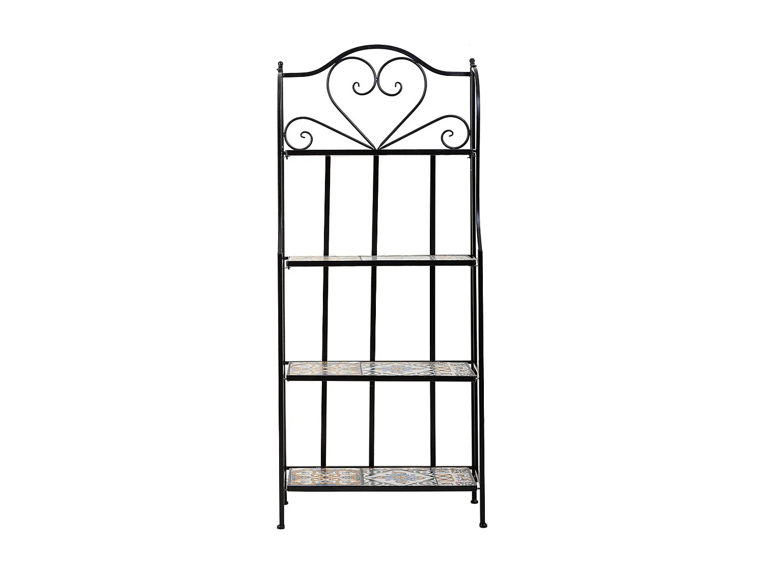 Étagère en mosaïque et fer forgé noire 57x27x133h