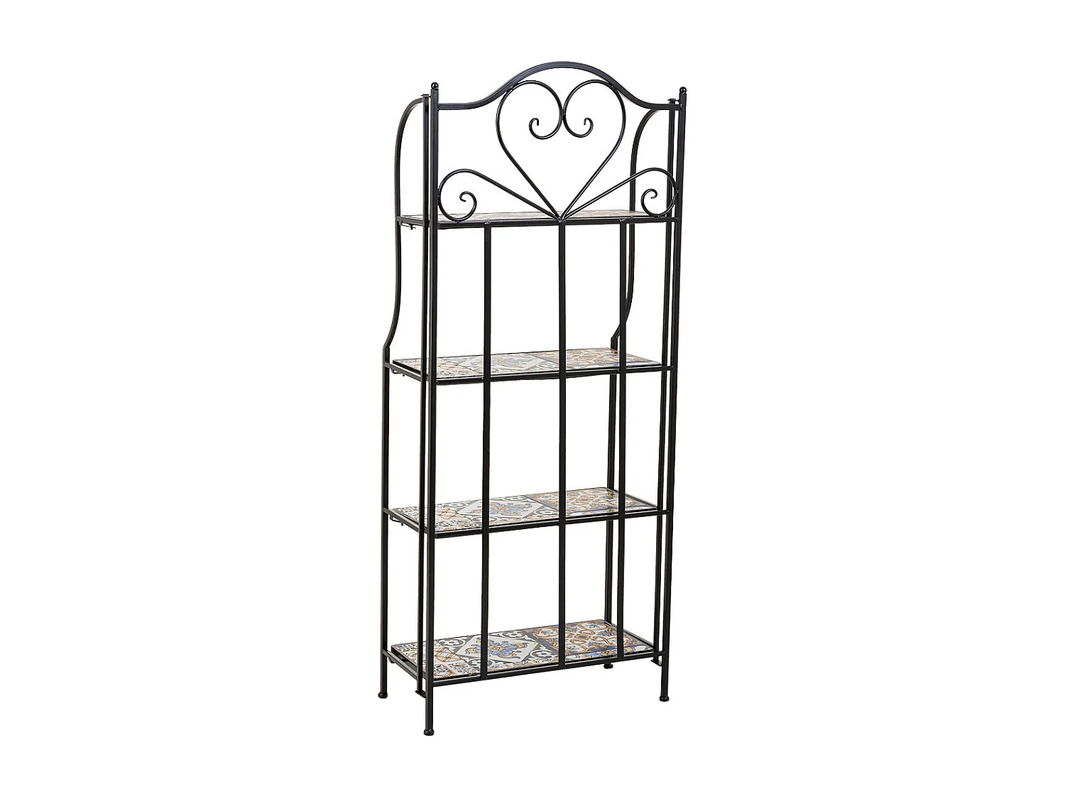 Étagère en mosaïque et fer forgé noire 57x27x133h