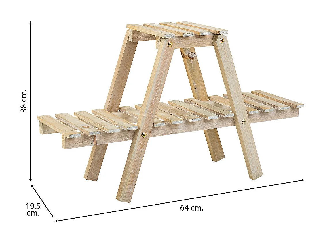Regal mit 2 braunen Holzregalen 64x19,5x38h cm