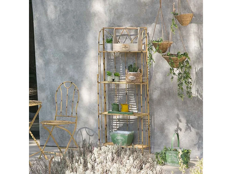 Scaffale in ferro battuto giallo 60x28x160h