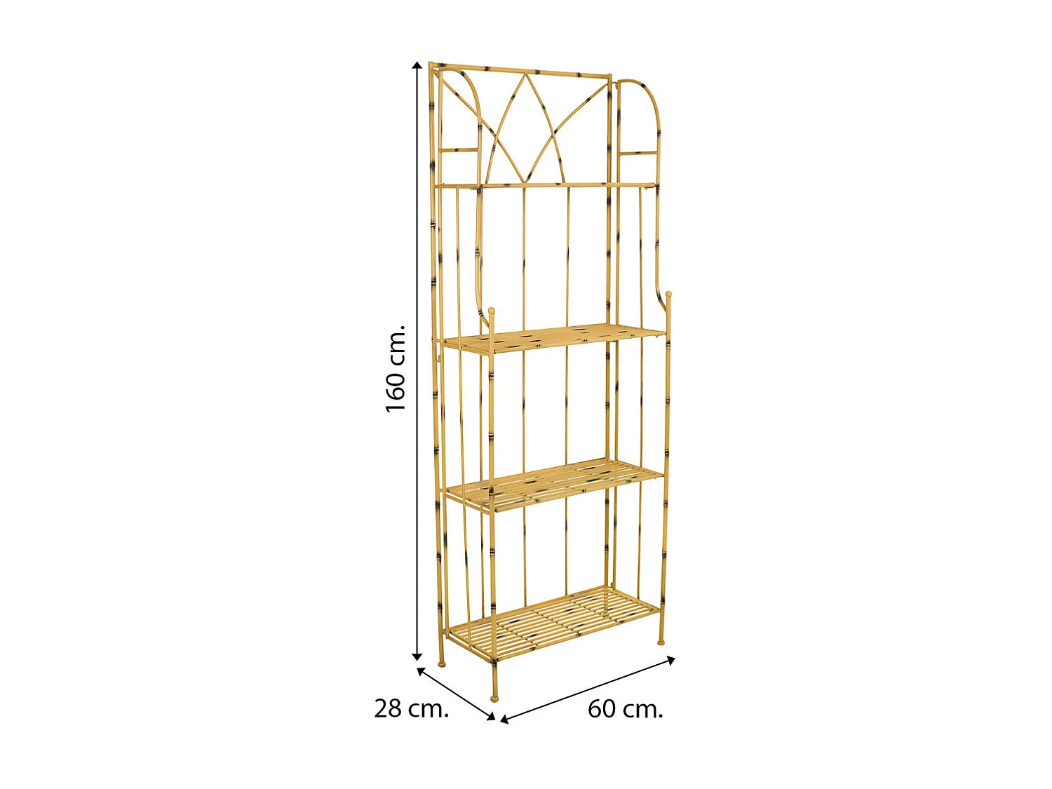 Prateleira em ferro forjado amarelo 60x28x160