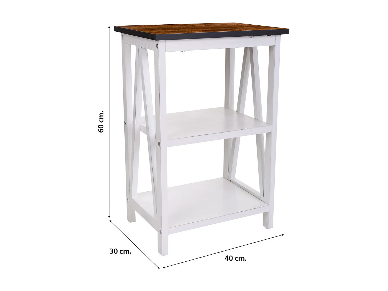 Estantería de madera blanca 40x30x60