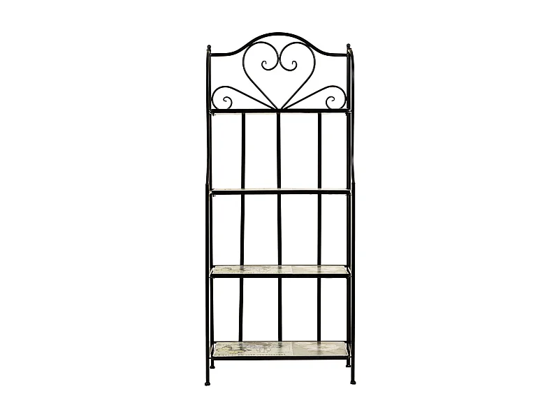 Scaffale in mosaico e ferro battuto nero 57x27x133h