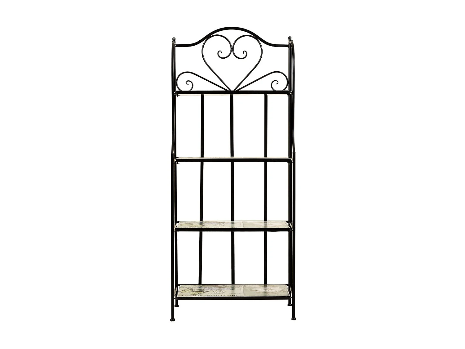 Scaffale in mosaico e ferro battuto nero 57x27x133h