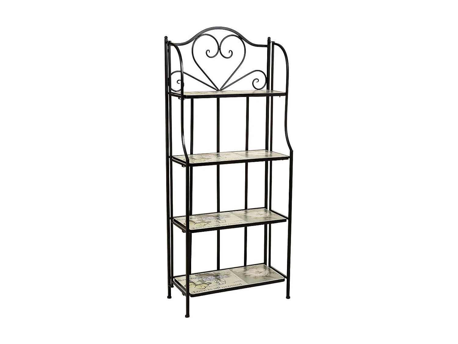 Scaffale in mosaico e ferro battuto nero 57x27x133h