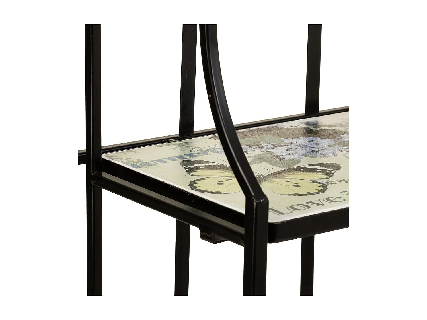 Scaffale in mosaico e ferro battuto nero 57x27x133h