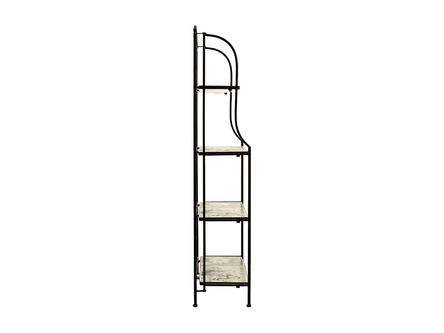 Prateleira em mosaico e ferro forjado preto 57x27x133