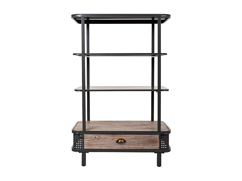 Graues Metall- und Holzregal 80x40x121h cm