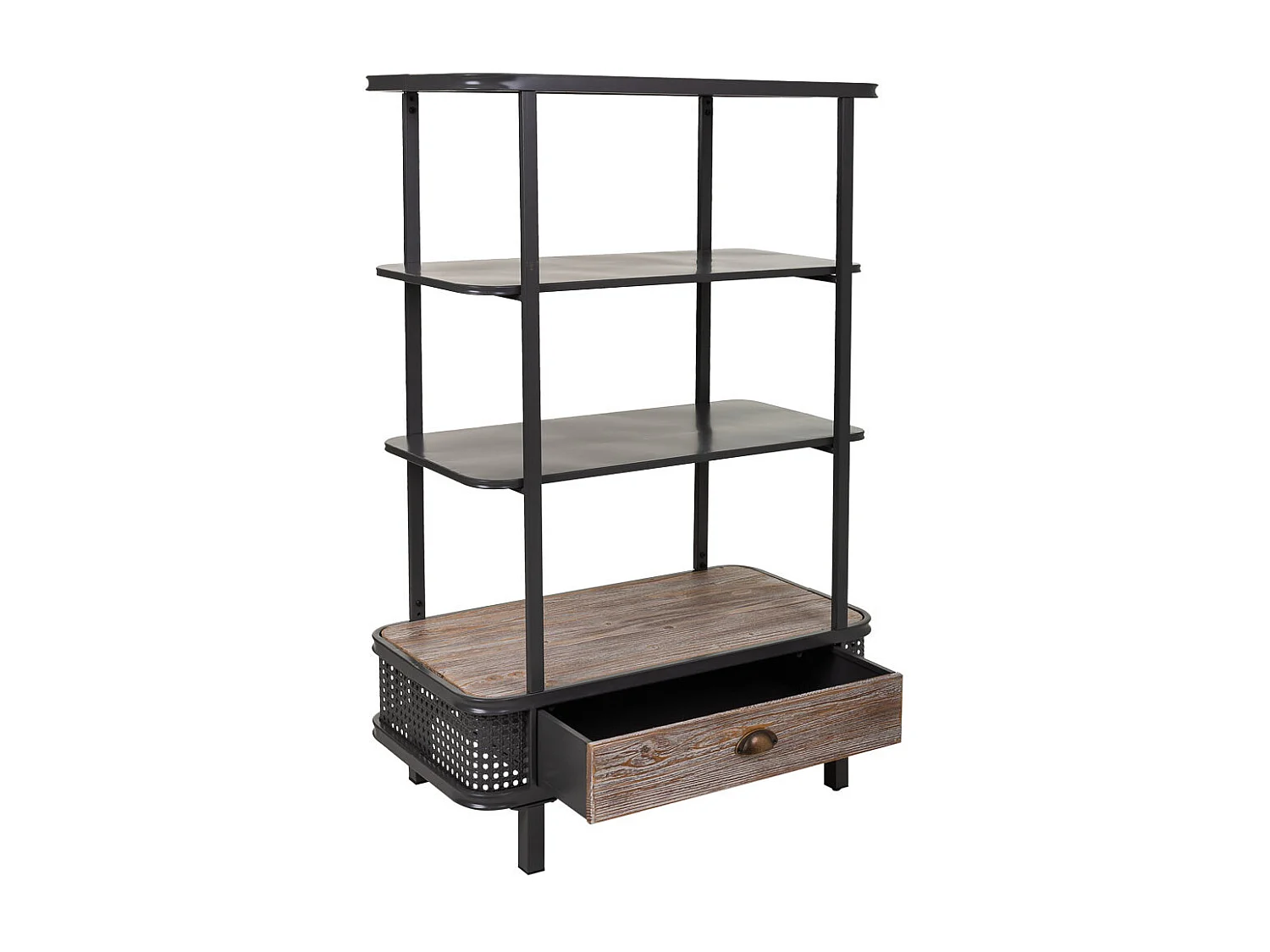 Graues Metall- und Holzregal 80x40x121h cm