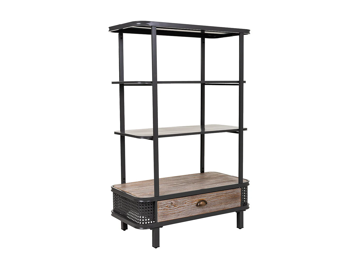 Estante metal e madeira cinza 80x40x121