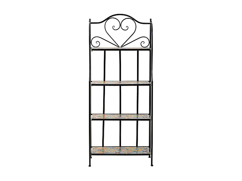 Scaffale in mosaico e ferro battuto nero 57x27x133h