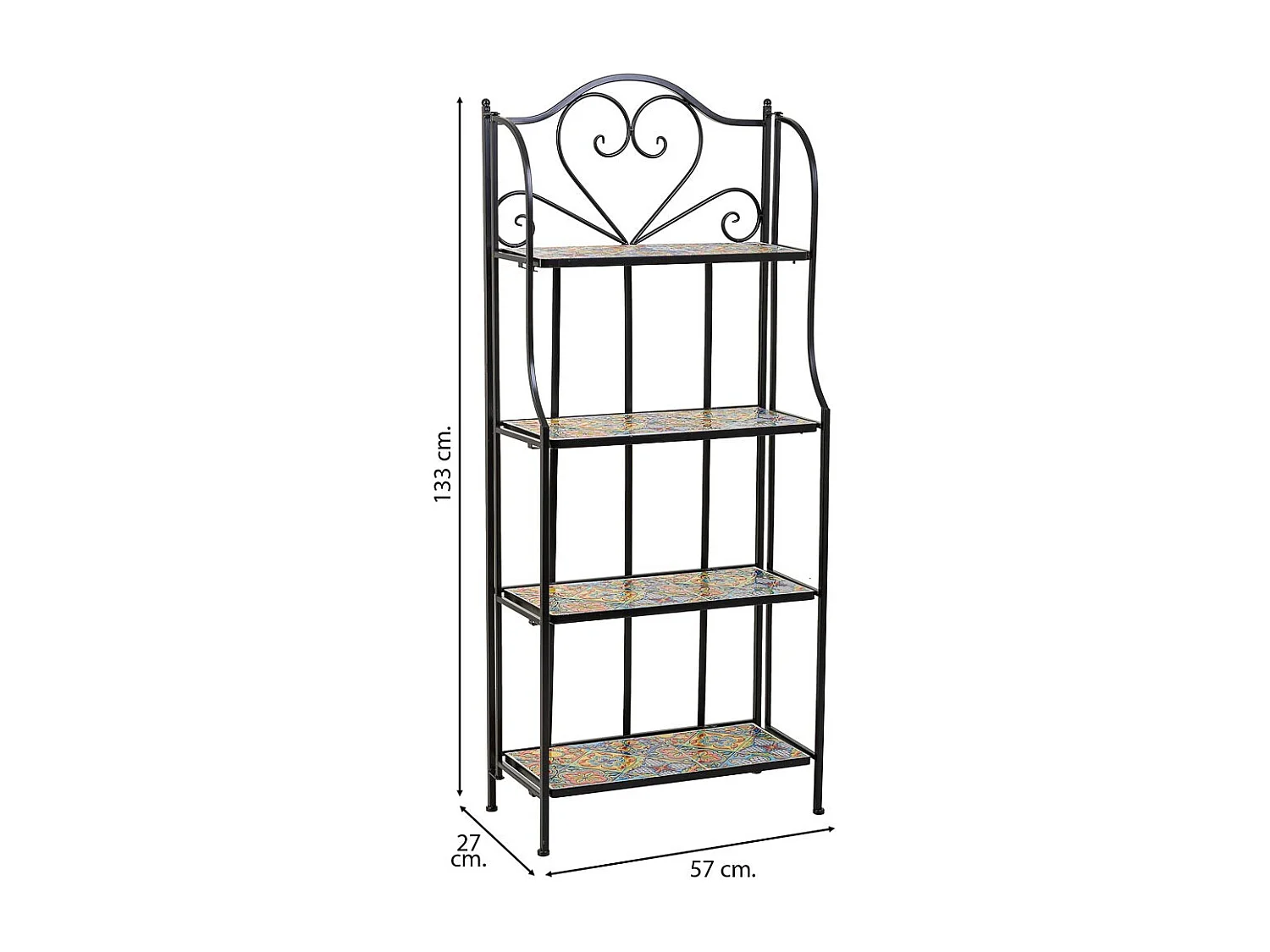 Regal aus Mosaik und schwarzem Schmiedeeisen, 57x27x133h cm