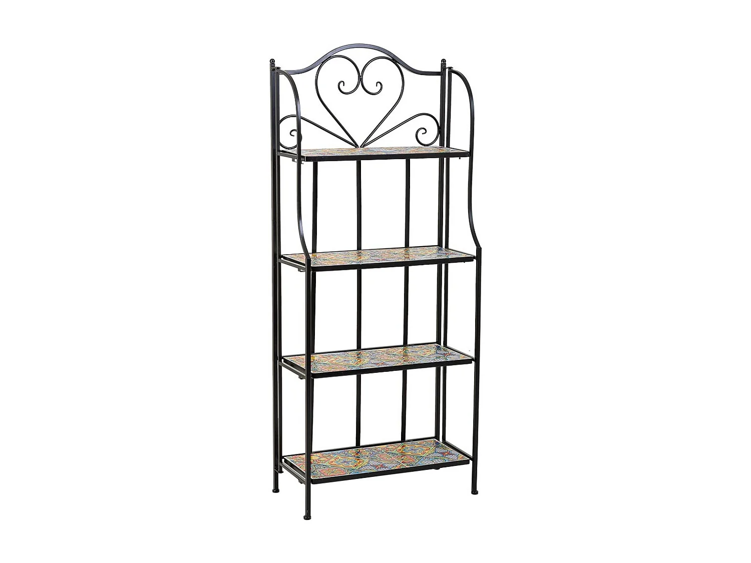 Étagère en mosaïque et fer forgé noire 57x27x133h