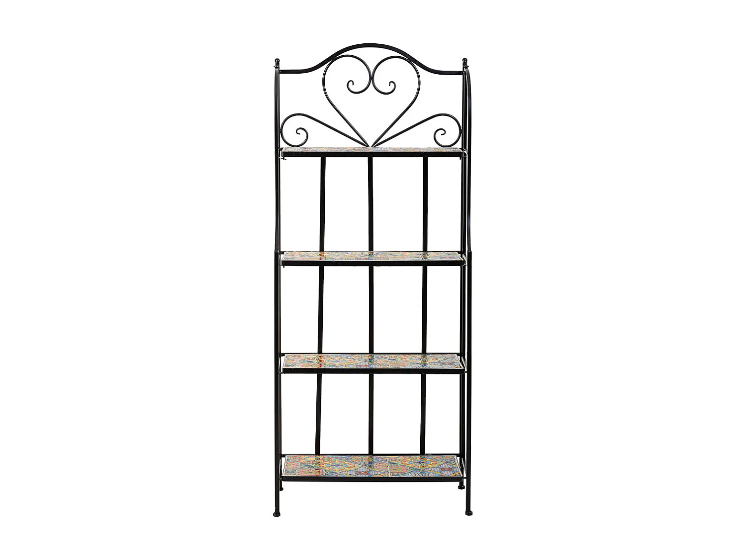 Étagère en mosaïque et fer forgé noire 57x27x133h