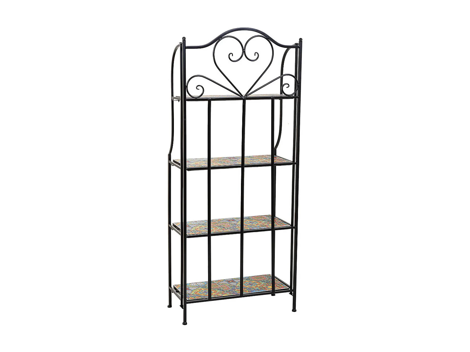 Étagère en mosaïque et fer forgé noire 57x27x133h