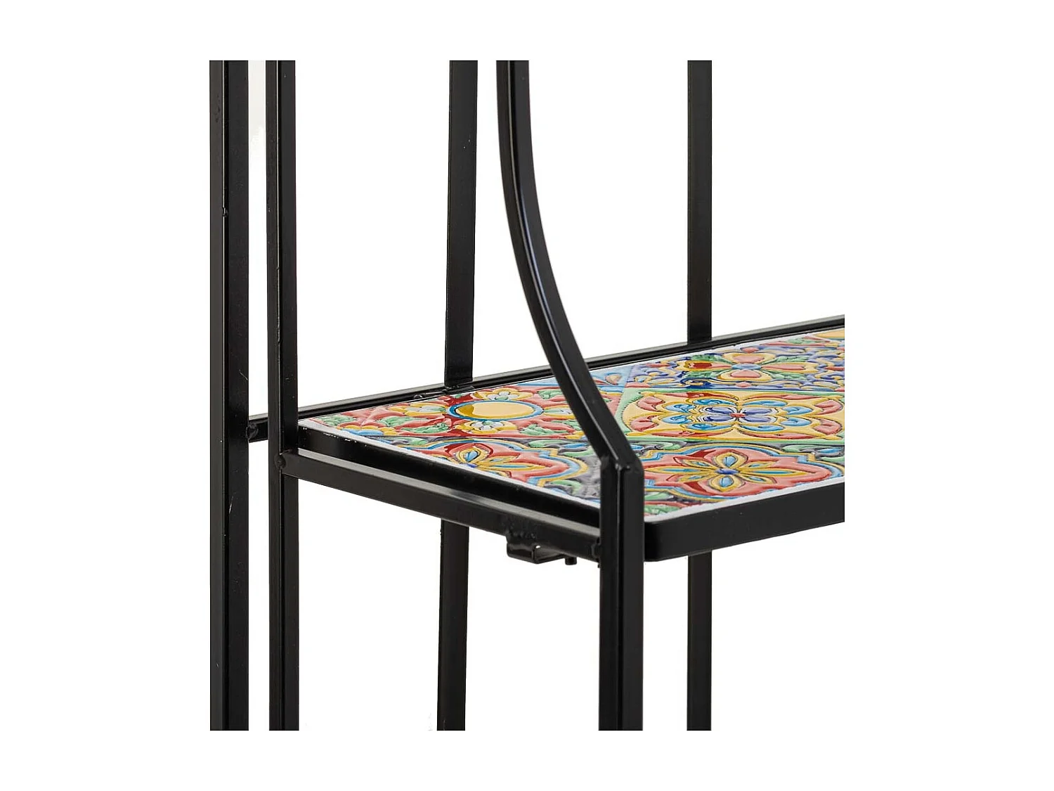 Étagère en mosaïque et fer forgé noire 57x27x133h