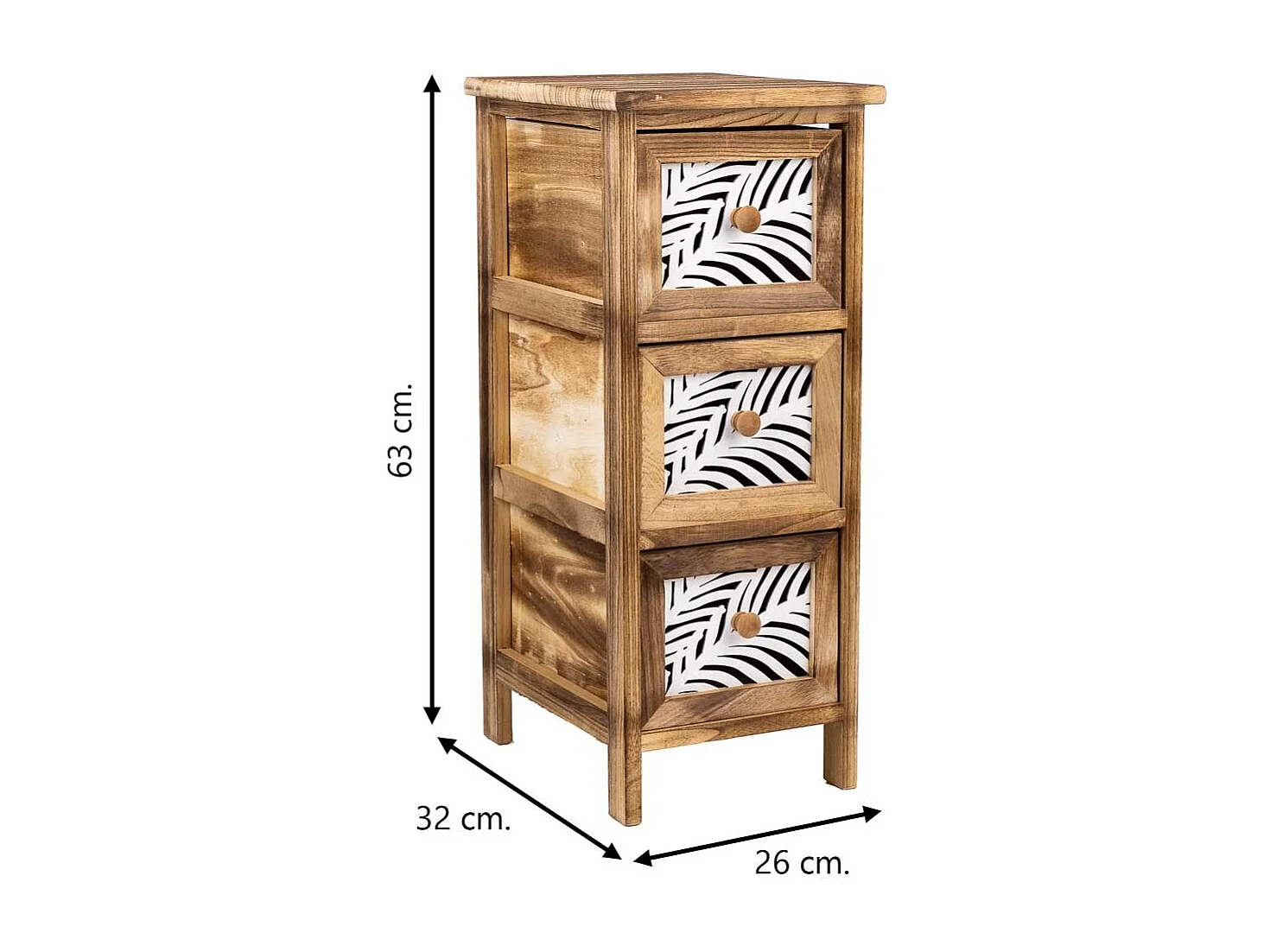 Chiffonnier En Bois Marron 26x32x63h