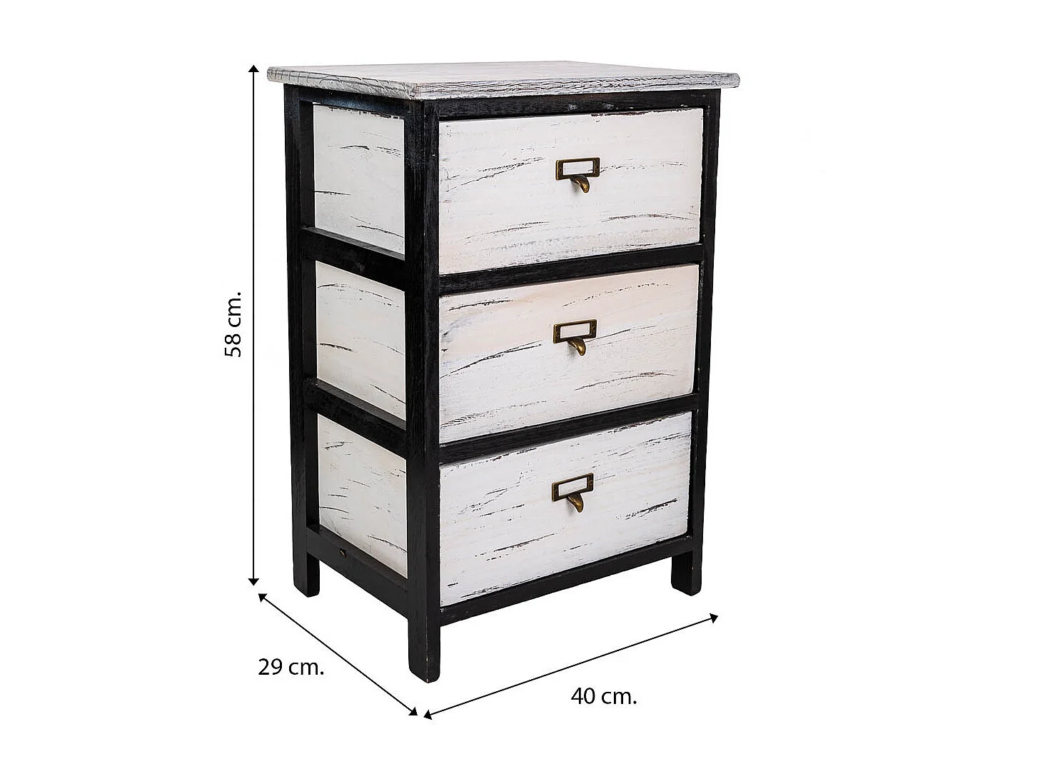 Chiffonnier En Bois Noir 40x29x58h