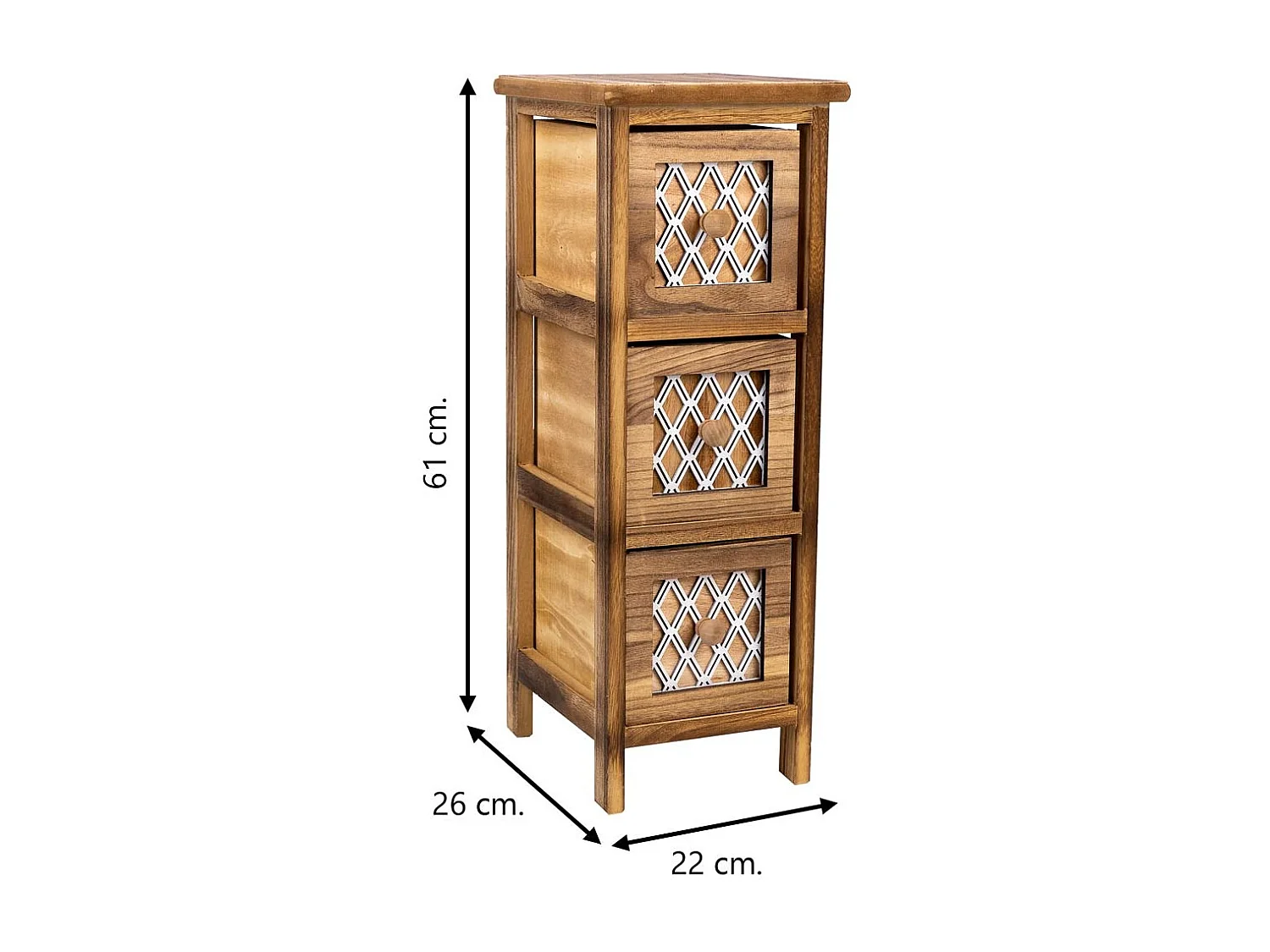 Chiffonnier En Bois Marron 22x26x61h