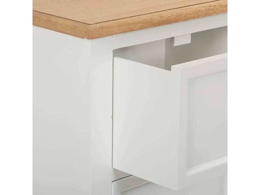 Cômoda de madeira lacada branca e natural 72x35x110