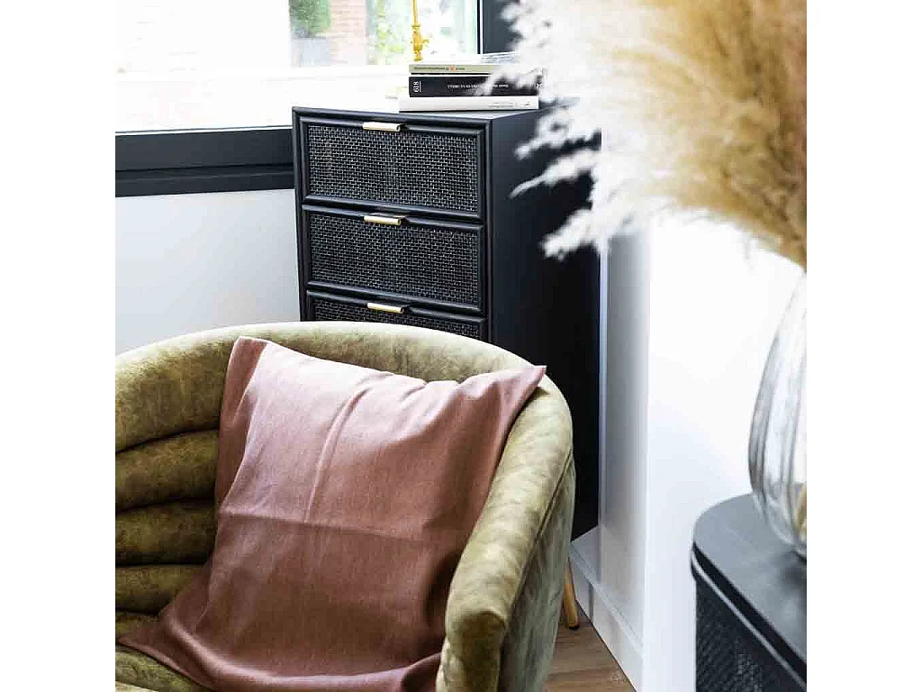 Cassettiera in legno grigio scuro 42x36,5x100,5h