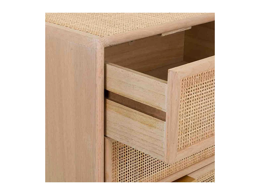 Kommode aus braunem Holz und Netz 42x36,5x100,5