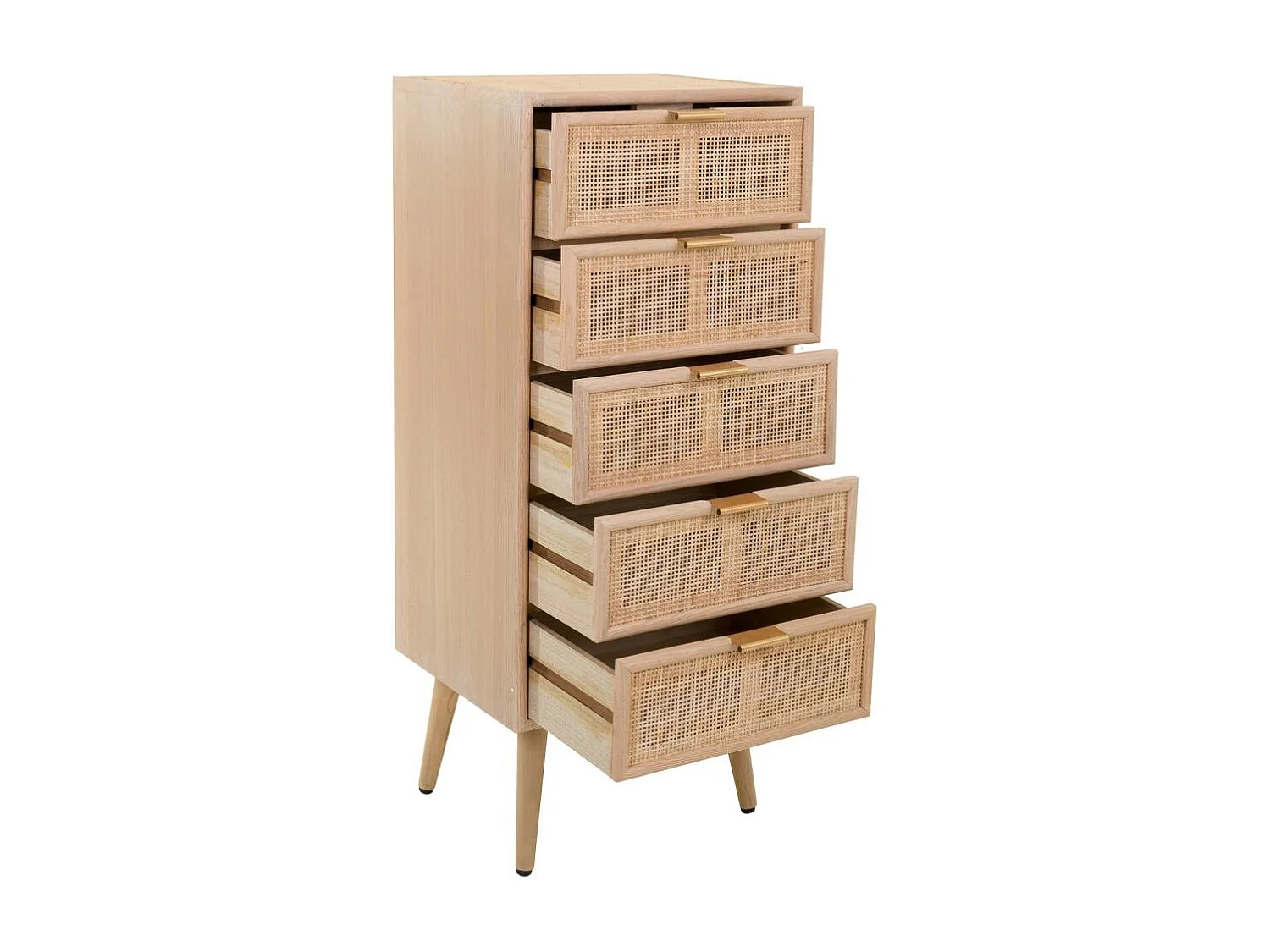 Kommode aus braunem Holz und Netz 42x36,5x100,5