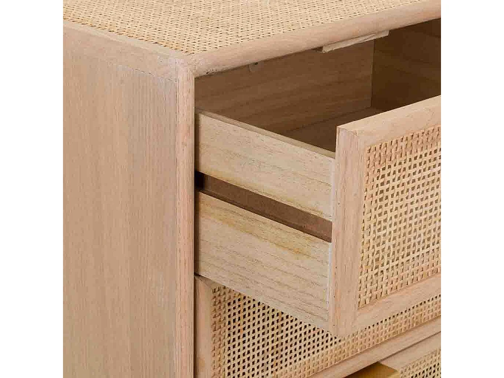 Kommode aus braunem Holz und Netz 42x36,5x100,5