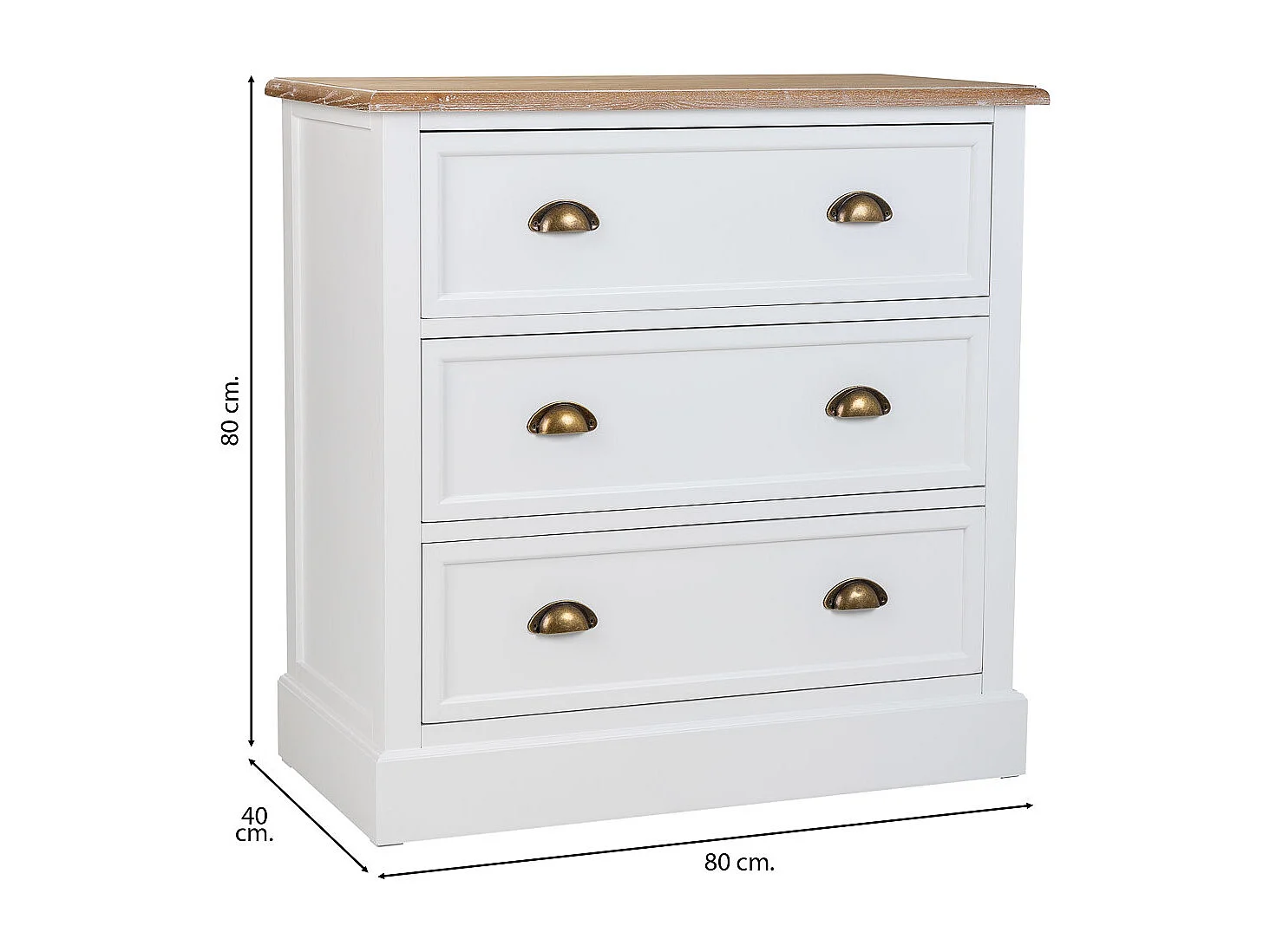 Commode en bois blanc 80x40x80h
