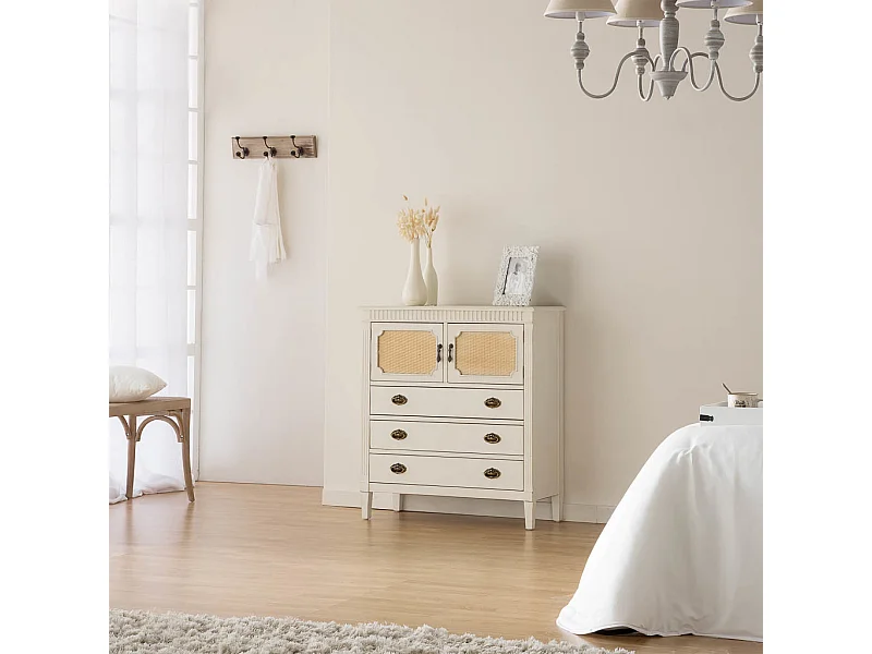 Weiße Kommode aus Holz, 82x36x90h cm