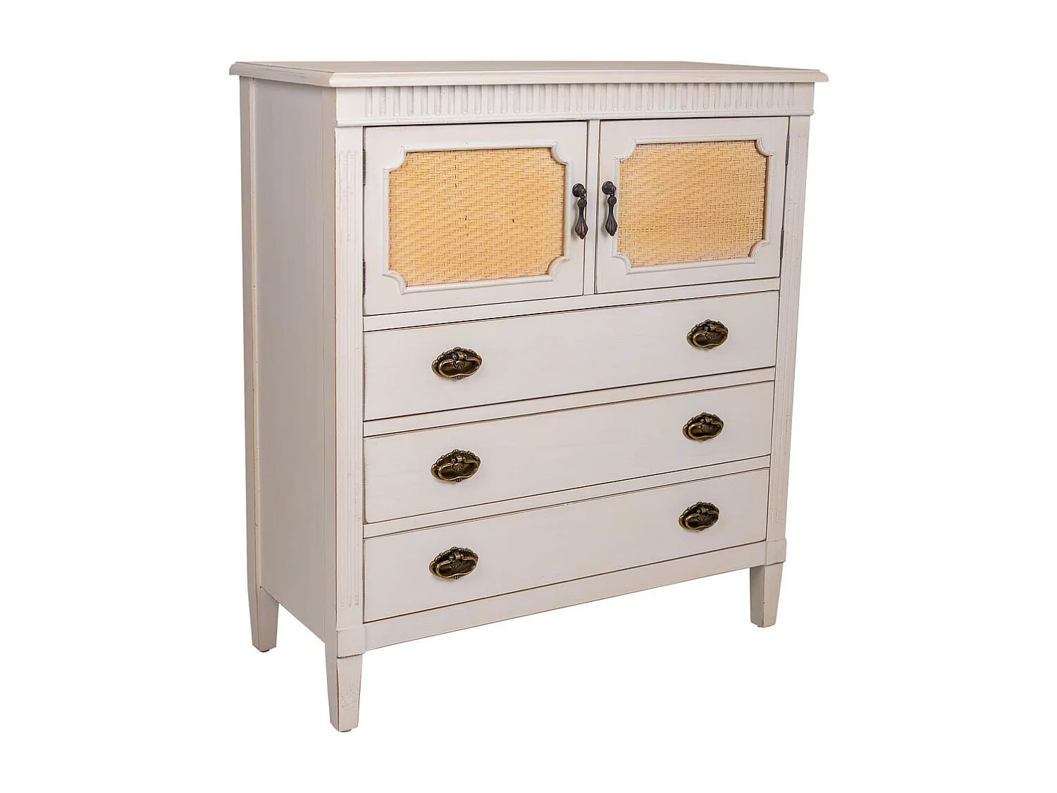 Cassettiera in legno bianco 82x36x90h