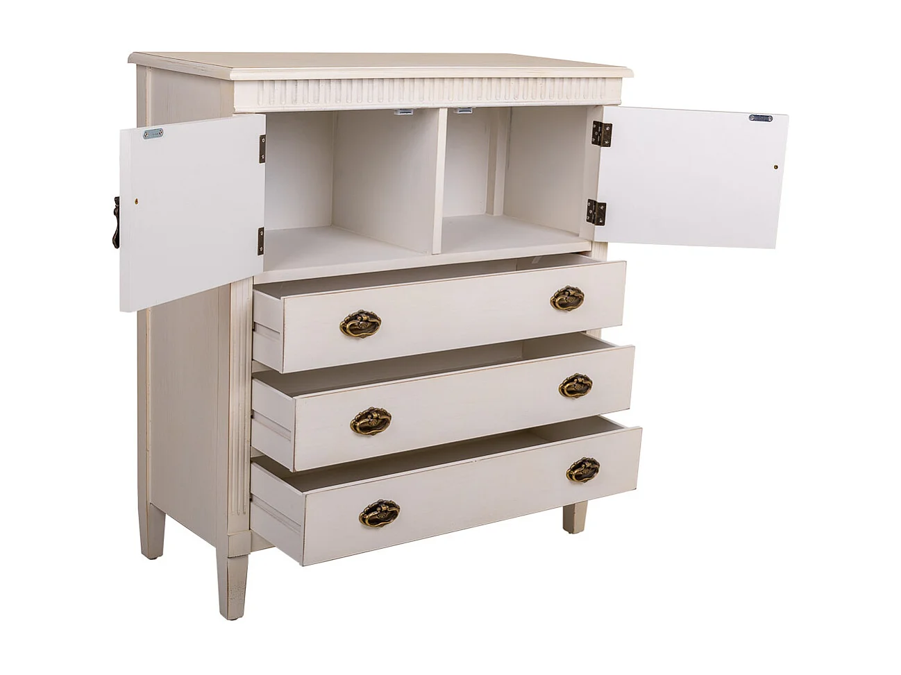 Cassettiera in legno bianco 82x36x90h