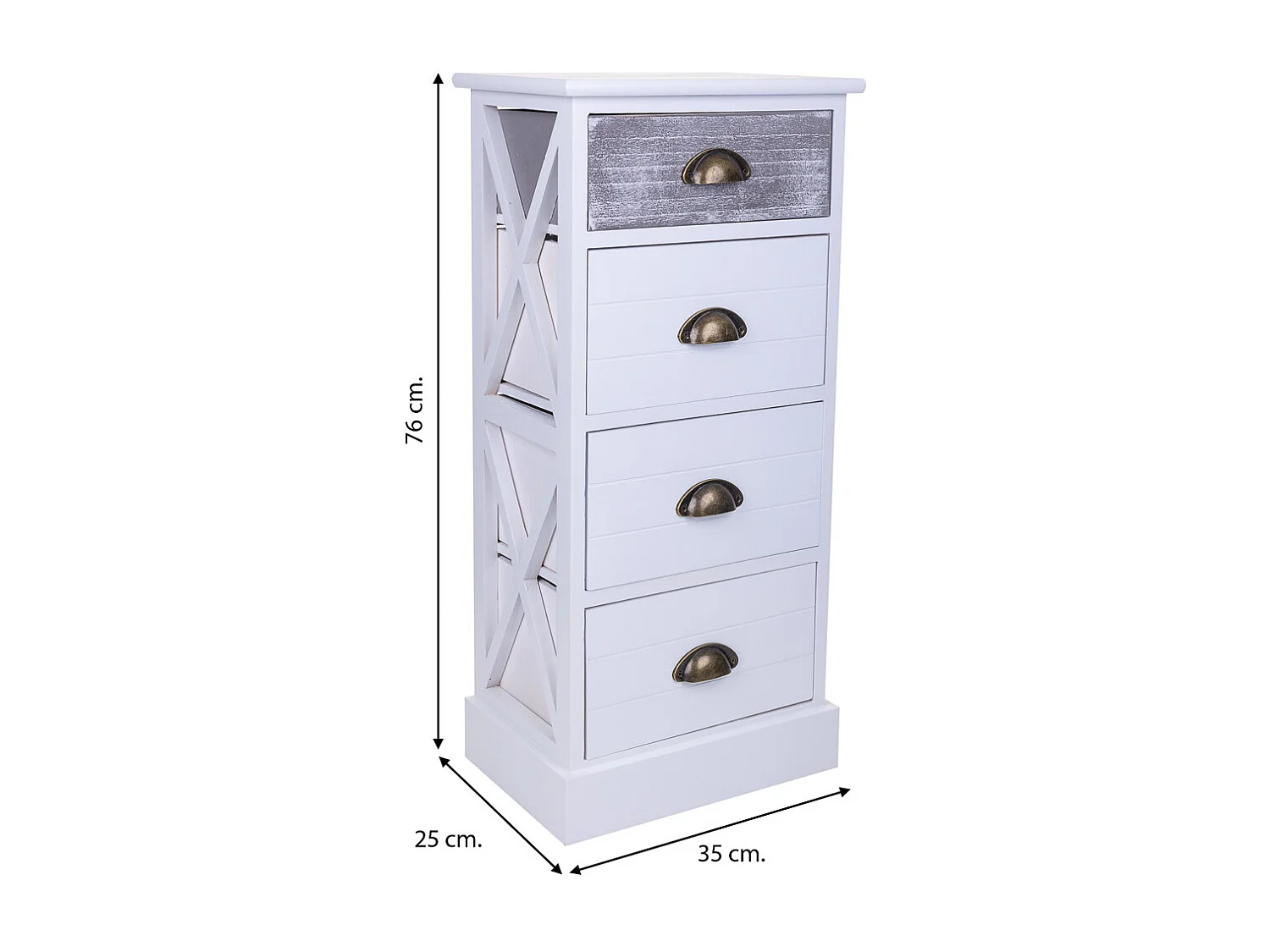 Chiffonnier en bois blanc 35x25x76h