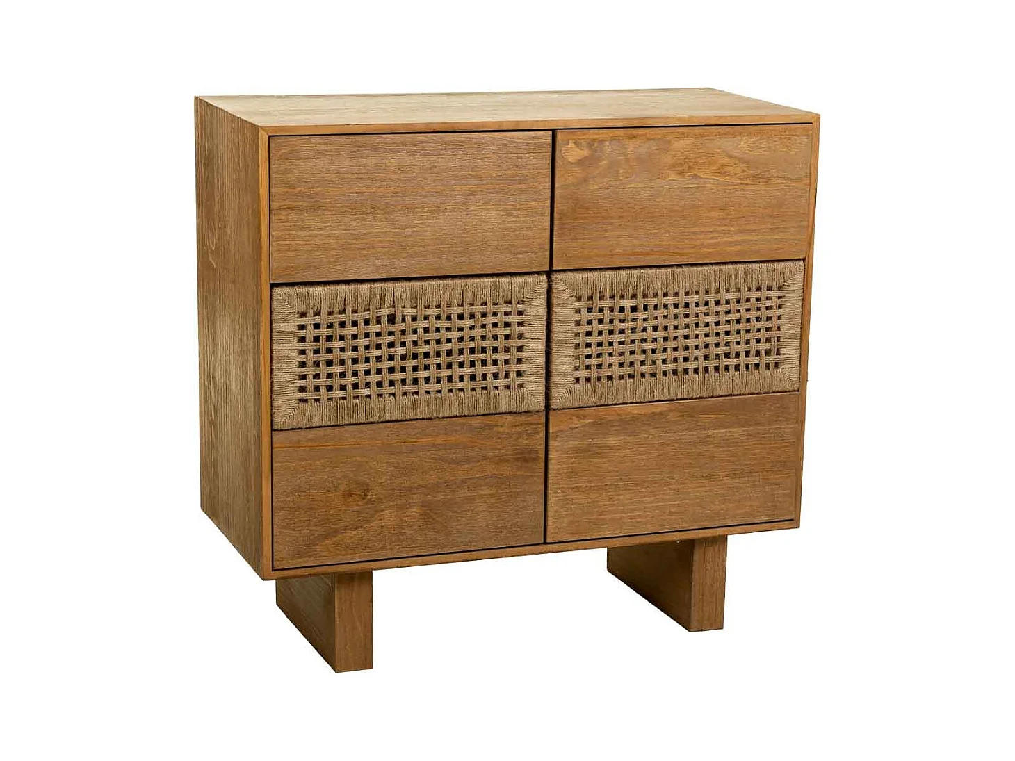 Kommode aus Holz und braunem geflochtenem Seil 80x36x75h cm