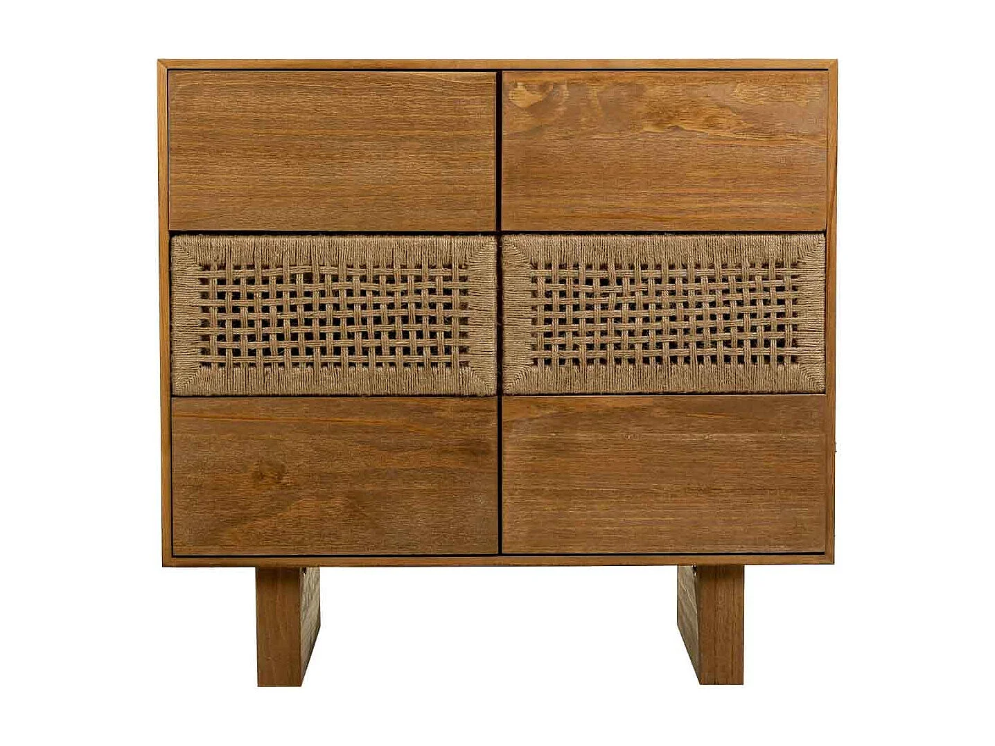 Kommode aus Holz und braunem geflochtenem Seil 80x36x75h cm