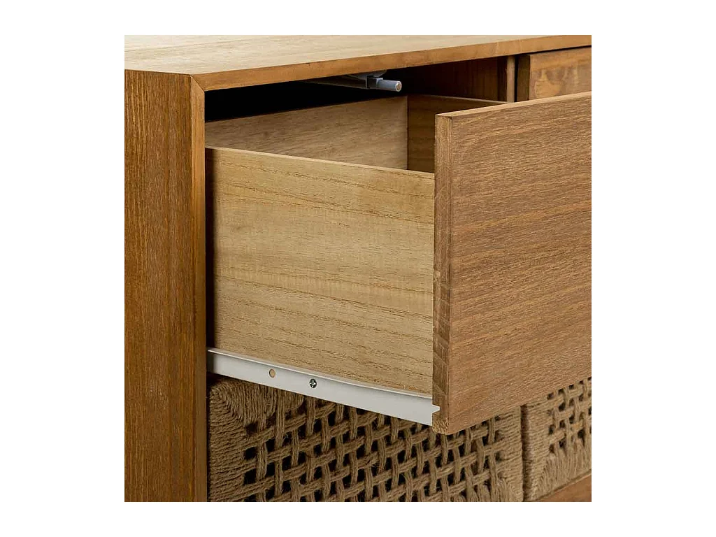 Kommode aus Holz und braunem geflochtenem Seil 80x36x75h cm
