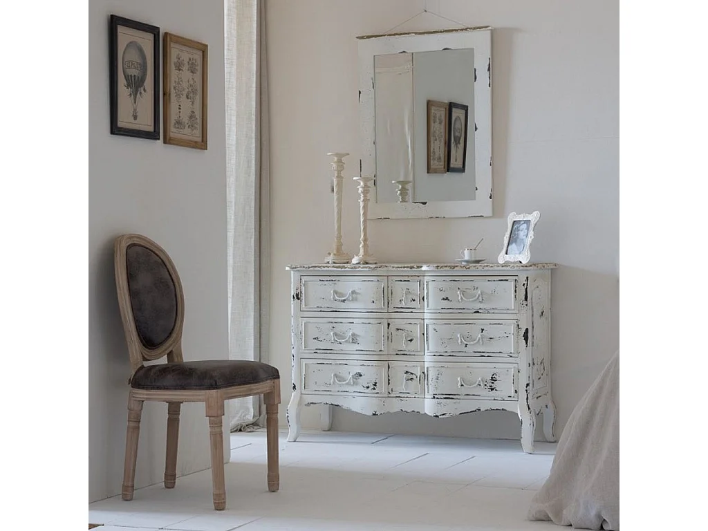 Cassettiera in legno laccato bianco 120x51x84h