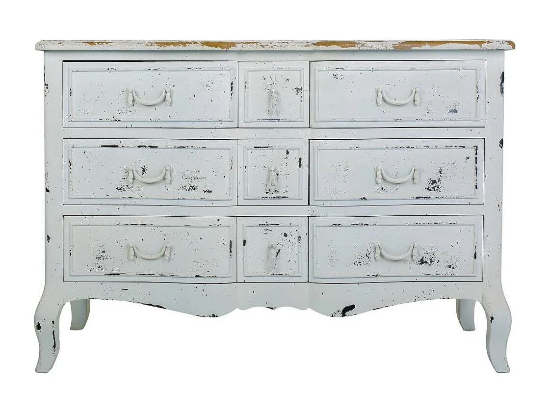 Cassettiera in legno laccato bianco 120x51x84h