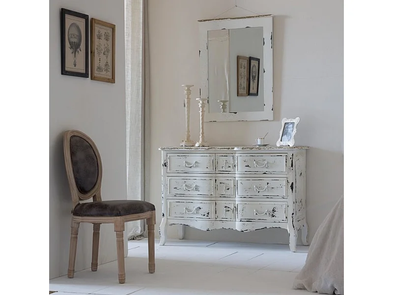 Cassettiera in legno laccato bianco 120x51x84h